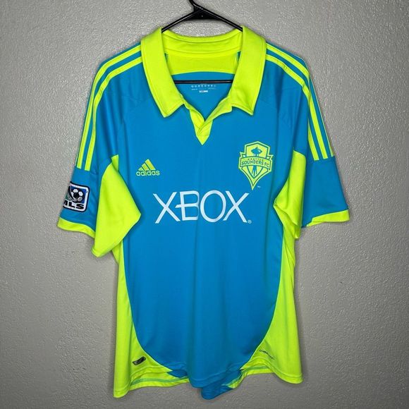 NWOT Seattle Sounders FC 2011 Super Cyan Authentic Adidas Soccer Jersey Men’s XL - Picture 2 of 6